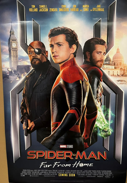 Spider-Man: Far From Home (Nick Fury & Mysterio) Poster signed by Tom Holland with Certificate of Authentication