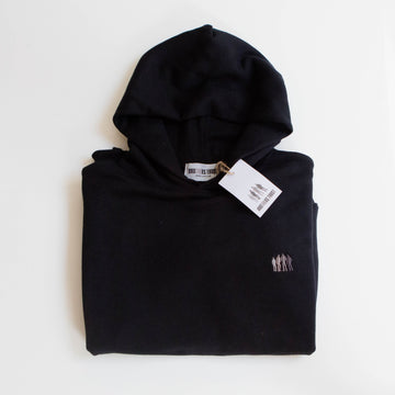 Black Hoodie with Grey Embroidery