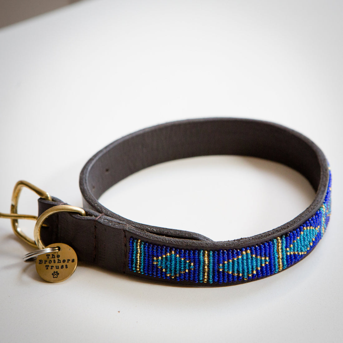 Blue Diamond Handmade African Beaded Dog Collar