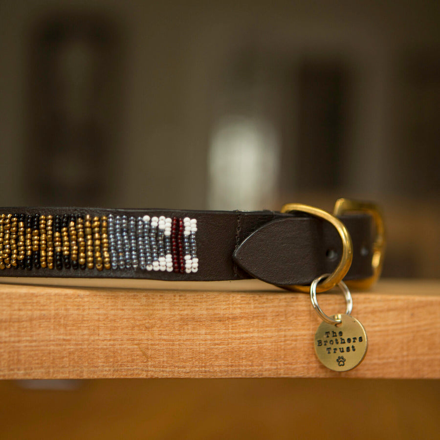Black and Gold Handmade Masai African Beaded Dog Collars